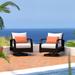 Zipcode Design™ Fresca Swivel Patio Chair w/ Cushions in Pink/White | 33 H x 29 W x 35 D in | Wayfair A2C01B977D0541FE95B174CF9735CACB