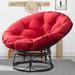 Red Barrel Studio® Papasan Patio Chair w/ Cushions Wicker/Rattan in Blue/Brown/Gray | 36 H x 46 W x 43 D in | Wayfair