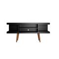 "Utopia 53.14"" TV Stand with Splayed Wooden Legs and 4 Shelves in Black - Manhattan Comfort 19653"