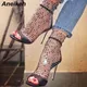 Aneikeh-Sandales en maille à paillettes pour femmes chaussures d'été sexy à talons hauts Peep