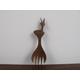Vintage carved wooden deer fork. Lovely small wooden handmade fork with an antelope or deer handle