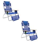 Ostrich 3-N-1 Altitude Outdoor Lounge Reclining 16" Tall Chair, Blue (2 Pack) - 10.5