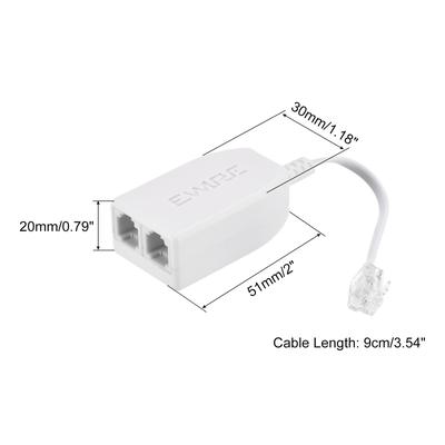 In-Line DSL Splitter Filter, 6P2C 2 Way Socket Phone Line Splitter