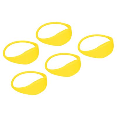 5Pcs RFID Proximity Silicone Wristbands 13.56MHz Read Only Ring Type Yellow