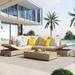 3-Piece Outdoor Patio Rattan Sectional Sofa Set Adjustable Frame&Table - 3Pieces