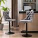 Modern Swivel Velvet Bar stools, Upholstered Bar Stools with Tufted Backs, with Cupreous Nailheads Trim and Foot Rest (Set of 2）