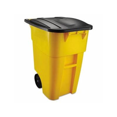 "Rubbermaid Brute 50 Gallon Rollout Trash Can with Lid, Yellow - Alternative to RCP 9W27 YEL, RCP9W27YEL | by CleanltSupply.com"