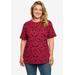 Plus Size Women's Minnie Mouse Hearts All-Over Print T-Shirt Cranberry Red by Disney in Red (Size 1X (14-16))