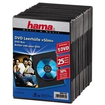 Hama DVD Slim Box 25, Black 1 Disks Schwarz Image