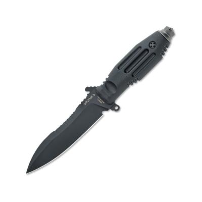 Fox Mars Sputnik 5 Fixed Blade Knife 5.25" black Cerakote finish Bohler N690 stainless Black Forprene handle 02FX015