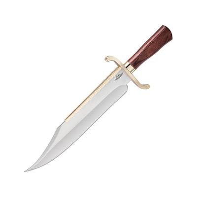 Gil Hibben Old West Bowie Knife 14" mirror finish stainless clip point blade Brown wood handle GH5069