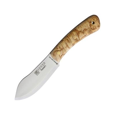 Joker Knives Nessmuk S Fixed Blade Curly Bi Knife 4.5" satin finish 14C28N Sandvik stainless blade Curly Birch handle CL132