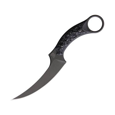 Bastinelli Creations Mako Fixed Blade Knife 5" black stonewash finish Bohler N690 stainless bl Custom sculpted bronze skull handle MAKO FIXED BRONZE