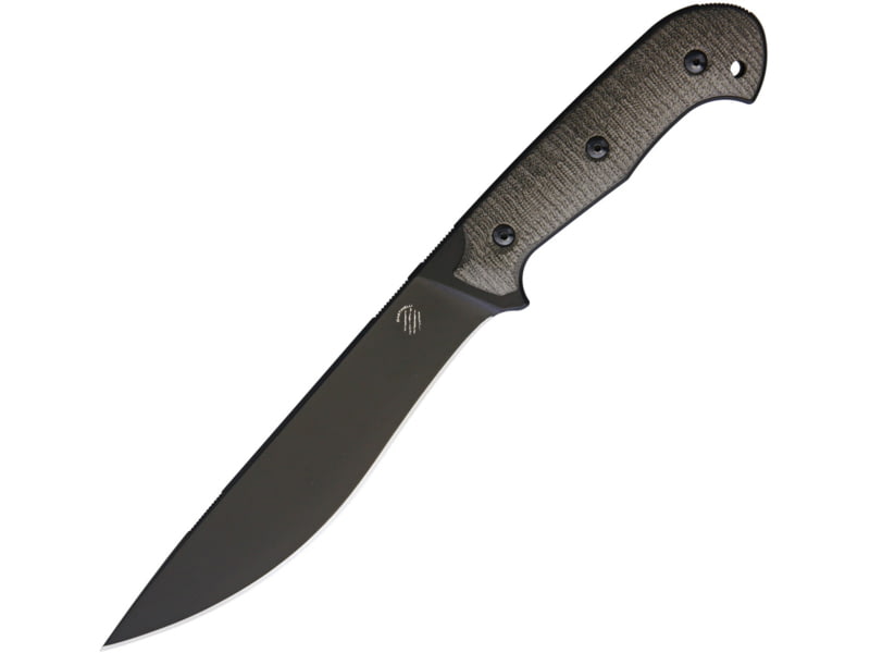 Bastinelli Creations SILENCE Large Fixed Blade Knife 7.25" black stonewash finish Bohler N690 stainless Green canvas micarta handle SILENCE LARGE