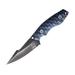 Wander Tactical Barracuda Fixed Blade Knife 4" Iron Washed finish blade Blue sculpted micarta handle BARRACUDA / IRON WASH / BLACK