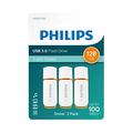 Philips, Pen Drive 128GB USB 3.0 FM12FD75E 3 Pack High Speed 128GB with Cap and Keychain