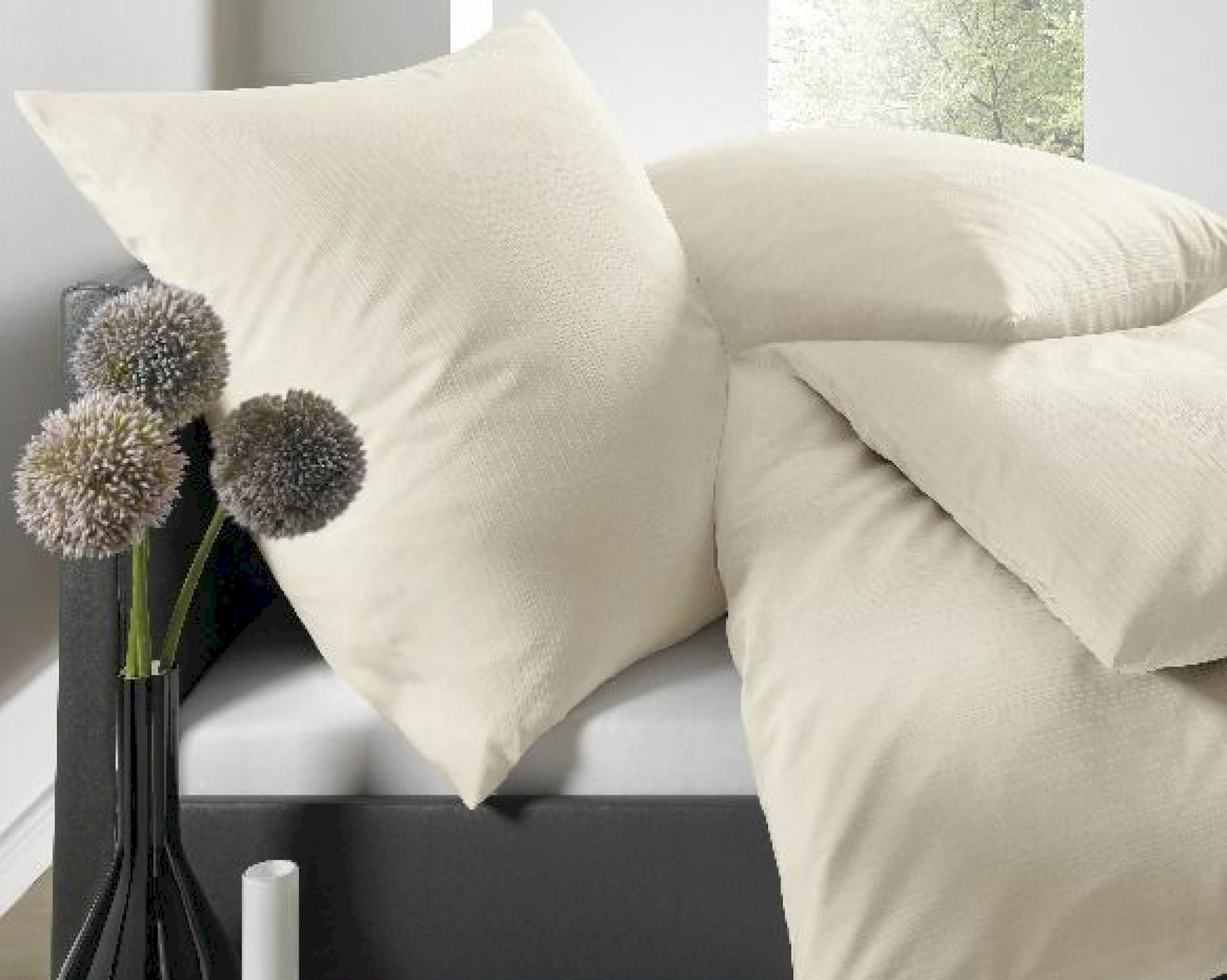schlafgut »Uni« Satin Bettwäsche 7855 135x200 cm / 80x80 cm / 006 blanc Image