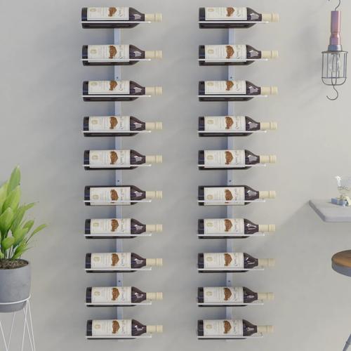 vidaXL Wand-Weinregale für 10 Flaschen 2 Stk. Weiß Metall