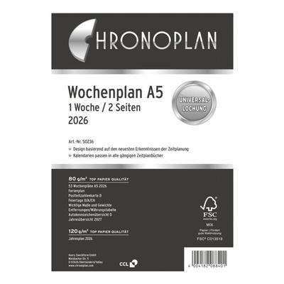 Chronoplan Kalendereinlage Wochenplan A5 »1 Woche / 2 Seiten« 2026, in Spalten