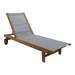 Courtyard Casual Deck Side Natural Teak Outdoor Sling Chaise Lounge Chair