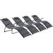 Outdoor Lounge Chairs Set of 4, No Assembly Required Comfy Chaise Lounge Chair with Detachable Headrest for Patio & Pool - N/A
