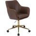 Everly Quinn Anielle Task Chair Upholstered, Leather in Brown/Gray | 40 H x 22.44 W x 21.65 D in | Wayfair 897A939AE0274044A08CA6C79D97A308