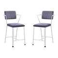 Latitude Run® Set Of 2 Gray Fabric Counter Height Chair In Finish Upholstered in White | 41 H x 25 W x 23 D in | Wayfair