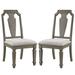 Rosalind Wheeler Set Of 2 Beige Linen Side Chair In Weathered Oak Upholstered in Brown | 41 H x 20 W x 26 D in | Wayfair