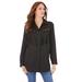 Plus Size Women's Fringe Big Shirt by Roaman's in Black (Size 38 W)