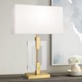 Lincoln Brass Metal and Crystal Table Lamp with Pearl Shade