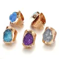 Bagues en cristal Druzy naturel bagues ouvertes bague en pierre irrégulière pour femmes et hommes