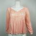 American Eagle Outfitters Tops | American Eagle Outfitters Womens Top Boho Long Sleeve Blouse Peach Size L | Color: Pink | Size: L