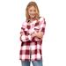 Plus Size Women's Plaid Button-Front Flannel Tunic by ellos in Maroon Red White Plaid (Size 22/24)