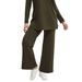 Plus Size Women's Ribbed Wide Leg Knit Pants by ellos in Deep Olive (Size 10/12)