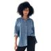 Plus Size Women's Oversized Button-Front Denim Shirt by ellos in Medium Stonewash (Size 22/24)