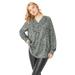 Plus Size Women's 3-Button Y-Neck Tunic by ellos in Grey Spruce Black Print (Size 26/28)