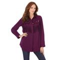 Plus Size Women's Fringe Big Shirt by Roaman's in Dark Berry (Size 34 W)