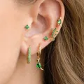 Petites boucles d'oreilles en acier inoxydable et zircon vert pour femmes clous d'oreilles uniques