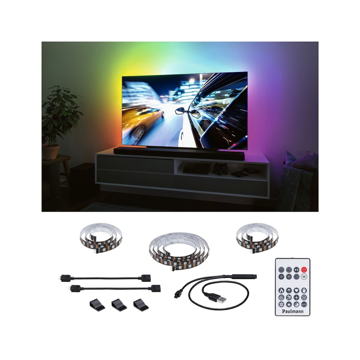 Paulmann EntertainLED USB LED Strip TV-Beleuchtung 55 Zoll 2m 3,5W 60LEDs/m RGB+ 78880 Image