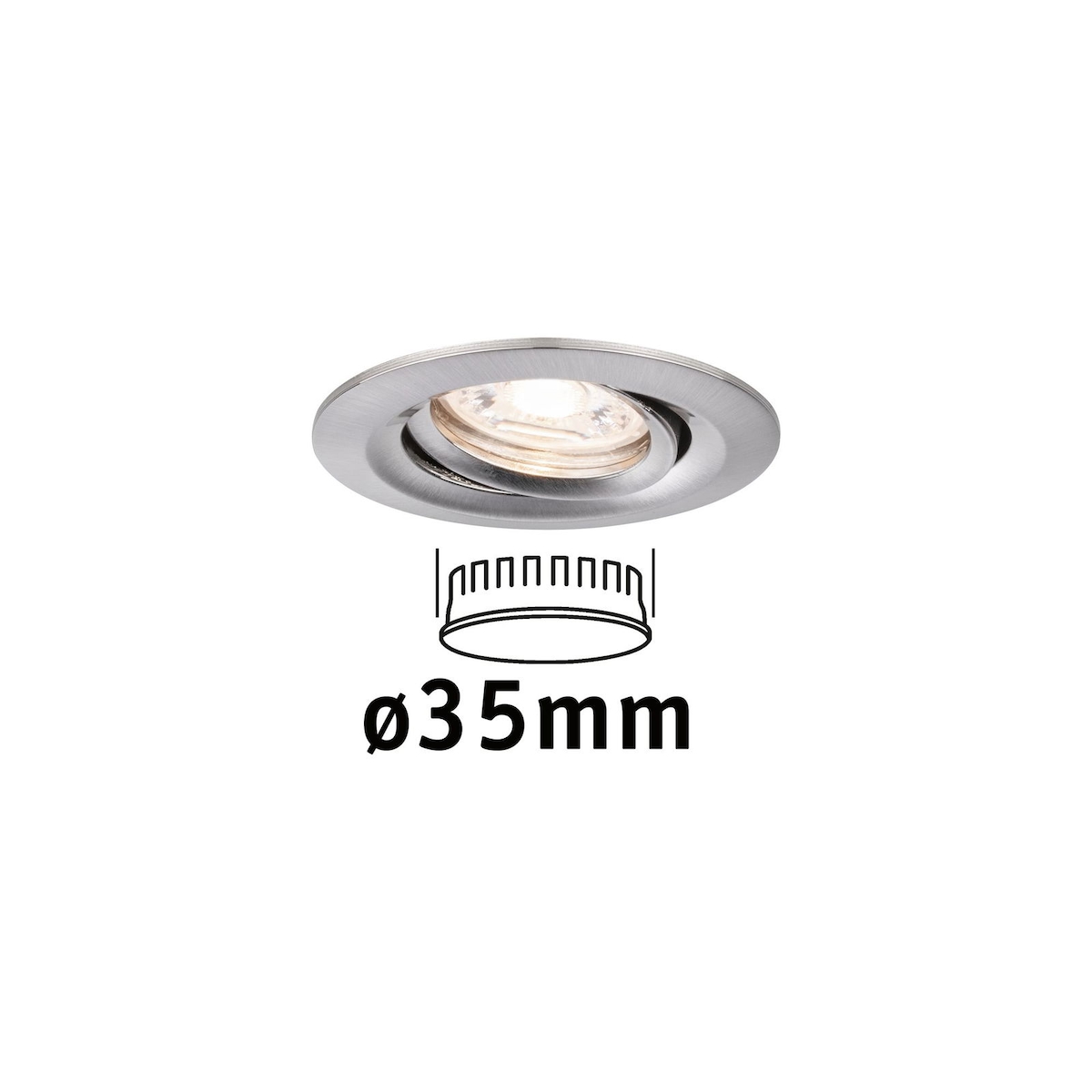 Paulmann LED Einbauleuchte Nova Mini Coin Einzelleuchte schwenkbar rund 66mm 15° Coin 4W 310lm 230V 2700K Eisen gebürstet 94294 Image