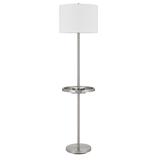 Crofton Brushed Steel Floor Lamp w/ Tray Table and USB Ports