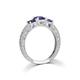 Handmade Ladies Hallmarked Sterling 925 Solid Silver 3 Stone Tanzanite and White Sapphire Eternity Ring (T)