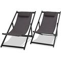 Mezzaluna - Set aus 2 klappbaren Liegestühlen aus Aluminium und Textilene. Design-Gartenliege mit