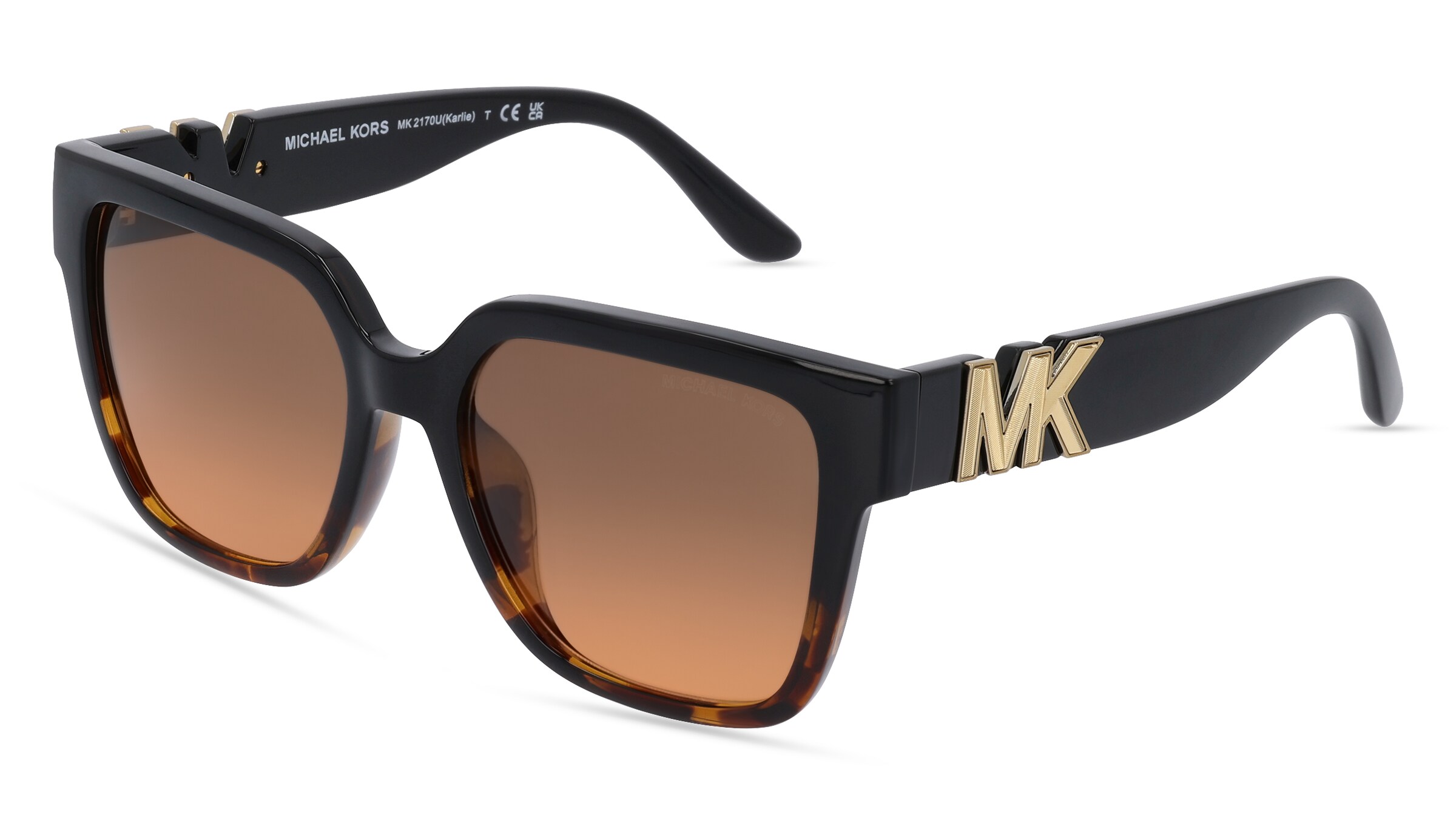 Michael Kors MK2170U KARLIE Damen-Sonnenbrille Vollrand Quadratisch Kunststoff-Gestell, schwarz