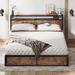 17 Stories 37" Bed Frame Wood & Metal/Metal in Brown | 37 H x 61.4 W x 86.6 D in | Wayfair 1E3D74CD6A83461C80EFF9D45B2FECC2