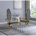 Best Quality Furniture Tufted Velvet King Louis Back Arm Chair Wood/Upholstered/Velvet in Gray/Yellow | 51 H x 23.5 D in | Wayfair SC86