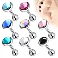 Boucles d'Oreilles en Acier Inoxydable pour Femme Boule Ronde en Clip Vis Clous d'Oreille