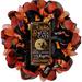 The Holiday Aisle® Halloween Wreath Witch w/ Black Cat6 24 inch Diameter Indoor/Outdoor Handmade Deco Mesh Burlap/Deco Mesh in Black/Orange | Wayfair