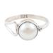 Dreamy Moon,'Handmade Pearl and Sterling Silver Single Stone Ring'