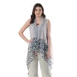 Mumbai Joy,'Block Printed Cotton Silk Blend Vest'